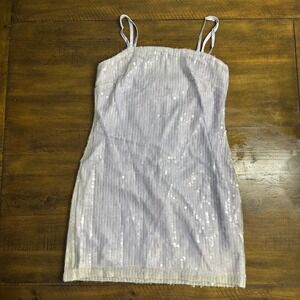12th Tribe Lavender Sequin Mini Dress Purple Adjustable Straps Size Small